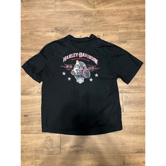 Harley Davidson Metal Button V-Twin Embroidered Zip Pocket Button Down Shirt XXL - Picture 1 of 5